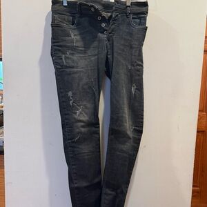 Diesel worn in distressed Sleenker skinny jeans dark gray Size 28x32